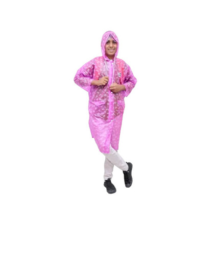 Printed Women Raincoat - Color: Pink