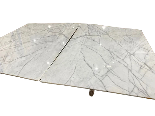 Satvario Italian Marble Slabs - Polished Finish, Durable and Scratch Resistant | White Color for Flooring Applications