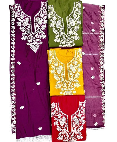 Ladies Designer Unstitched Suit - Silk Fabric, Embroidered Design | Breathable, Handwashable