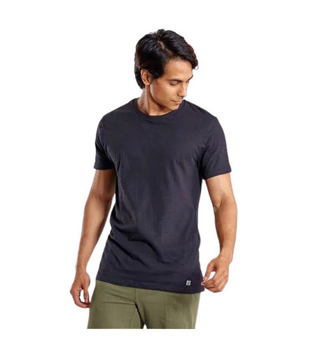 Mens T Shirt - Cotton, Customized Size Options, Black Color | Regular Fit, Breathable, Lightweight, Machine Washable, Summer Essential
