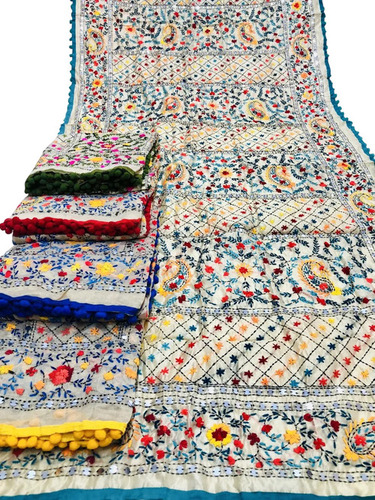 Cotton Embroidery Dupatta - Color: Multi Color
