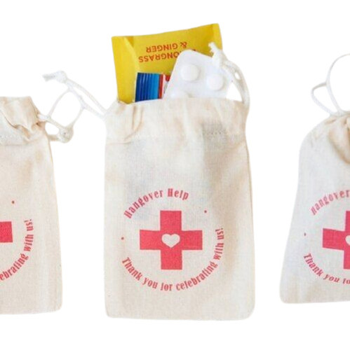 Medical Pouches - Cotton Material, 5x2 Foot Size | Durable, White with Printed Medical Patterns, Button Closure