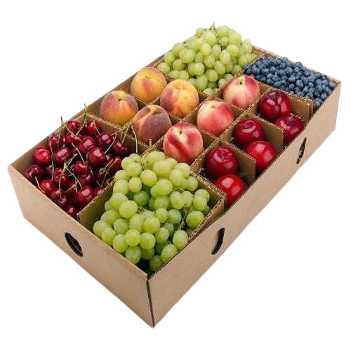 Fruit Packaging Boxes - Laminated Material, Customized Size, Brown Color | Glossy Lamination, Durable, Rectangular Shape, Very Good Quality, Fine Finished