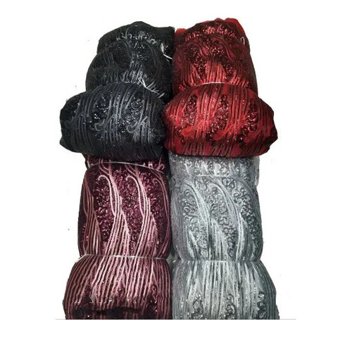 Net Fabric - 100 GSM, Multicolor Sequence Pattern for Party Wear | Washable, 58-60 Inch Width
