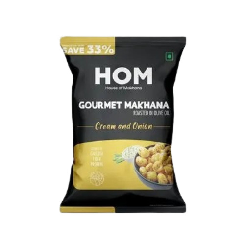 Cream And Onion Flavour Roasted Makhana 20gm - 20g Packet | FSSAI Certified 12-Month Shelf Life Ready-to-Eat Gourmet Snack