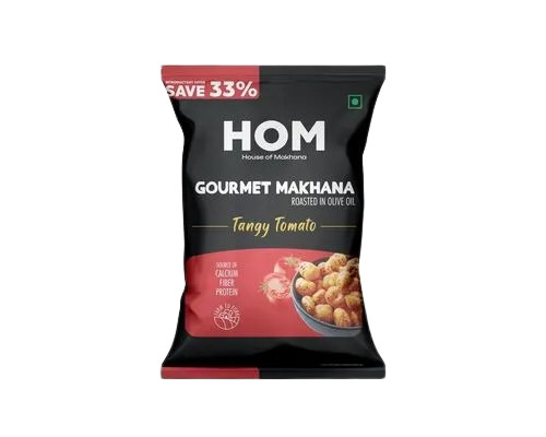 Roasted Makhana 20g Pack - White | Crunchy Snack with Tangy Tomato Flavor, FSSAI Certified, Perfect for Binge-Watching and Cravings