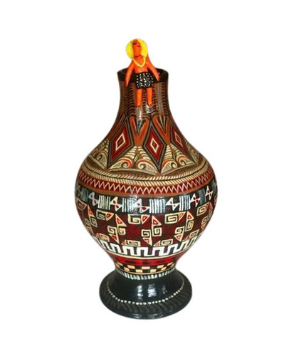 Flower Vase - Clay, 3 Foot Height | Portable, Waterproof, Easy to Install and Clean, Multicolor Printed Design for Indoor Planting