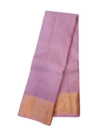 Kancheepuram Silk Saree - Lightweight Purple Silk, Fade & Wrinkle Resistant | Comfortable, Breathable, Quick Dry Design
