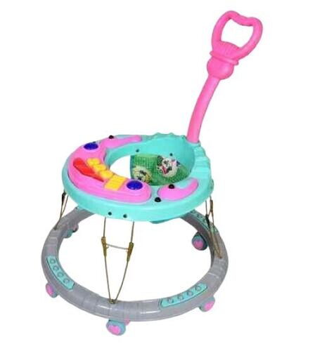 Plastic Baby Walker - Medium Size, Multicolor Plastic | Safety Brakes, Adjustable Height, Comfortable Seat, Sturdy Frame