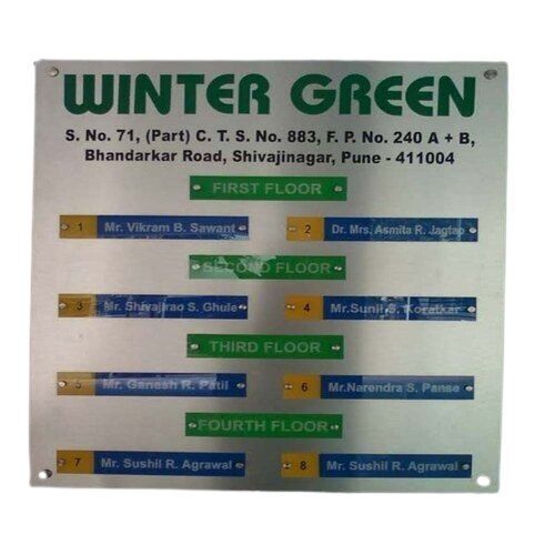 Stainless Steel Display Sign Board - Application: Office