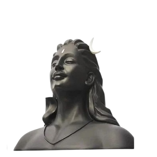 Adiyogi 12-Inch Polyresin Statue - Matte Black Finish, Intricate Craftsmanship for Spiritual Spaces, Symbolizing Enlightenment and Wisdom
