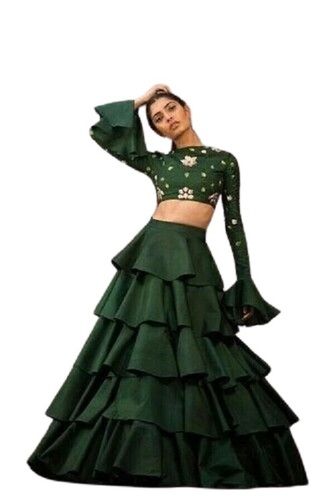 Ruffled Lehenga Choli - Color: Green