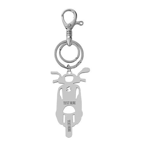 Bike Scooter Number Steel Keychain - Color: Silver