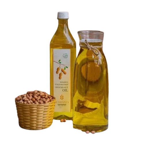Cold Pressed Groundnut Oil - 1 Litre, 100% Purity, Nutrient-Enriched, Chemical-Free, Cholesterol-Free, Hygienically Packed Liquid for Cooking