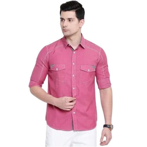 Premium Quality Cotton Pink Full Sleeves Casual Shirt - Breathable Fabric, Stylish Plaid Pattern, Soft Texture, Comfort Fit, Durable, Vibrant Colors, Wrinkle-Resistant, Anti-UV, Cool Dry, Waterproof