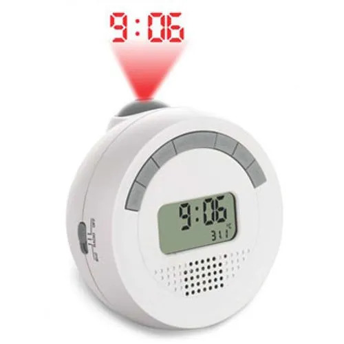 Round Projection Digital Table Clock - Color: White
