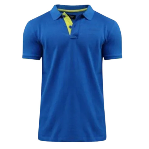 Blue Half Sleeve Polo Neck T-shirt - Cotton, Size: S, Xl, Xs, Royal Blue | Seamless Fit, Colorfast, Stretch Fit, Anti-microbial, Breathable Zones, Fitted Sleeves