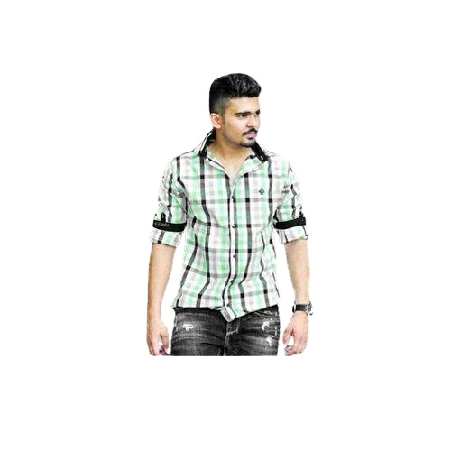 Mens Collar Check Shirt - Cotton Size: XS L XXS | Multi Color Full Sleeves Adjustable Cuffs Breathable Material Lightweight Feel Easy Care Non-Fading Wrinkle Resistant Comfortable Fit