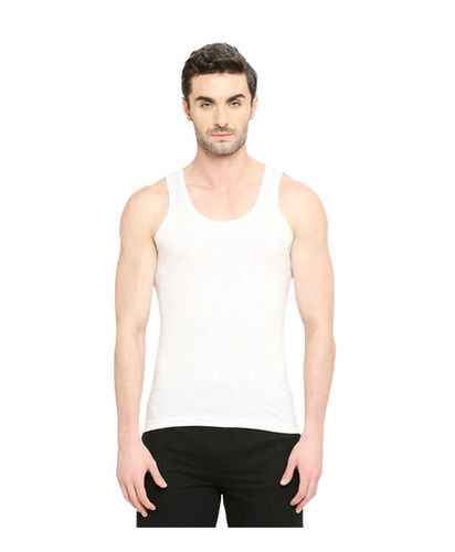 Mens White Cotton Vest - Pattern: Plain