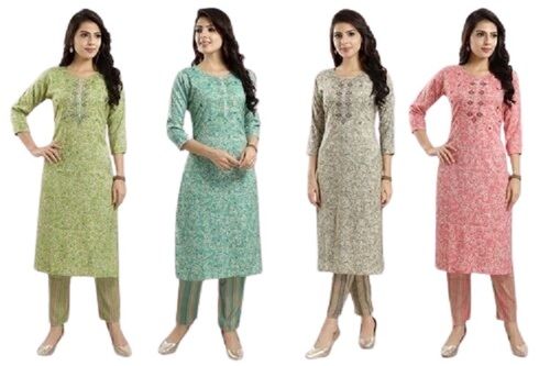 Cotton Kurti Pant Set - Color: 4 Color ( Shown In The Image)