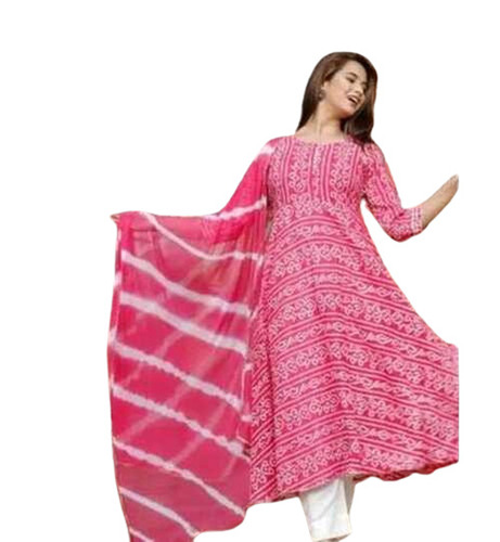 Ladies Printed Kurti - Chiffon, Customized Sizes, All Occasion-Casual Wear - Printed Pattern, Long Sleeve, Anti UV, Beaded Decoration