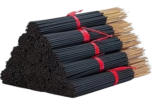 Mogra Incense Sticks - 100% Natural Bamboo Standard Size Black Color | 10 Minute Burn Time Smooth Surface Includes Incense Holder Rose Fragrance Round Shape Easy to Clean