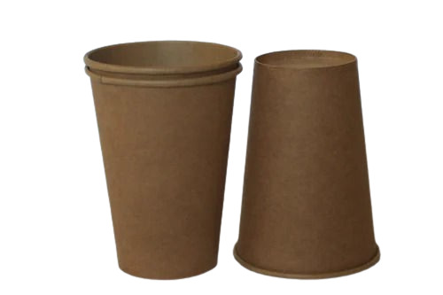 Disposable Paper Glass - Very Good Quality, Round Shape, Fine Finished, Brown Color | Heat Resistant, Cold Resistant, Durable For Parties & Events
