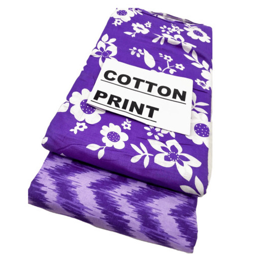 Cotton Cambric Fabric - Superior Quality Unstitched Garment Material, Fade & Tear Resistant, Breathable Purple & White Design, 100% Skin Friendly Cotton