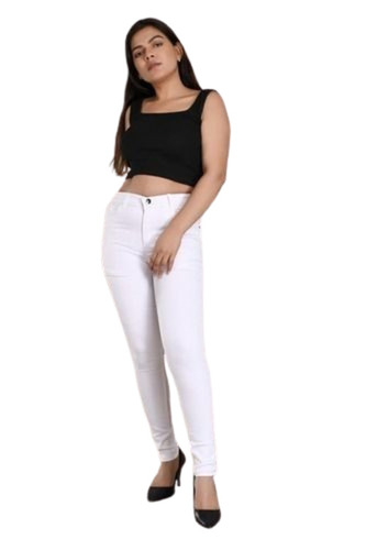 Slim Fit Jeans - Light Weight Denim, Customized Waist Size, Breathable Design for Girls aged 16+ in Plain Dyed White Color