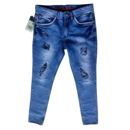 Zipper Closure Denim Jeans - Water Proof, Breathable Dark Blue Denim, Faded Wash, Relaxed Fit, Versatile Straight Style, Five-pocket Design, Timeless Casual Wear