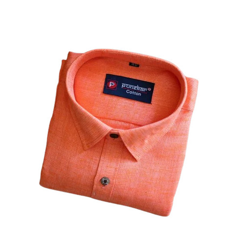 Mens Shirts - Cotton Twill, Regular Fit, Peach Color | Full Sleeves, Button Closure, Anti Wrinkle, Breathable, Superior Quality, Machine Washable, Available in Sizes S to XXXL
