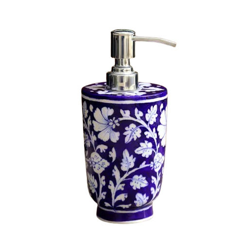 Soap Dispenser Blue Pottery