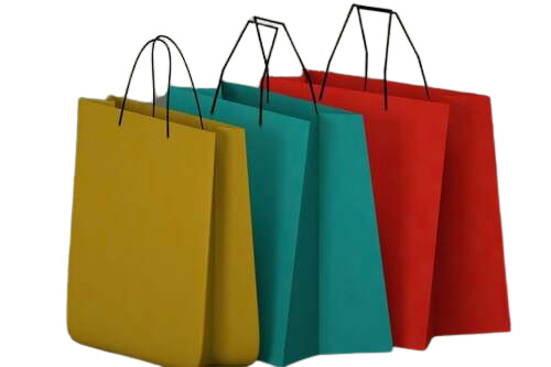 Plain Paper Bag - Kraft Paper, Customized Size, Attractive Design | Moisture Proof, Lightweight, Patch Handles, All Colors Available