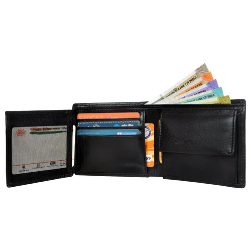 Foldable Leather Wallet - Color: Black