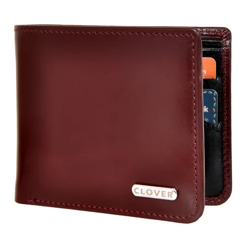 Men Cherry Leather Wallet - Leather Standard Size Cherry Color | Wrinkle-Free Spacious Design Quality Tested Timely Delivery