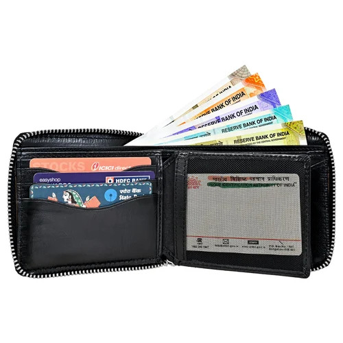 Plain Black Foldable Gents Wallet - Leather Standard Size | Various Colors Lightweight Wrinkle-Free Durable Design