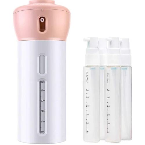 4 In 1 Travel Bottle - Plastic Round Strong Thickness | Portable Simple Shape Versatile Size for All Travel Needs
