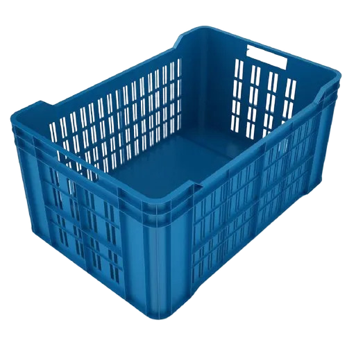 Blue Industrial Plastic Crate - 500 x 325 x 150mm | Durable, Color Coated, Mesh Style, Versatile Storage Solution