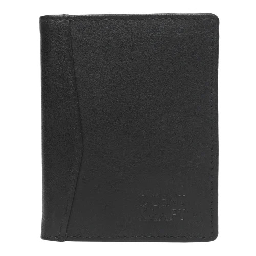 Black Plain Men Genuine Leather Wallet - Leather, Various Sizes, Black | Lightweight, Folded Design, Ideal for Gifting