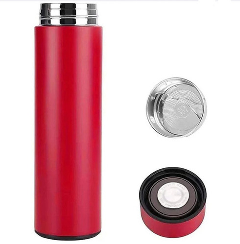 Red Temperature Flask - Stainless Steel, 500 mL Capacity , Simple Round Design with Screw Cap in Vibrant Red Color