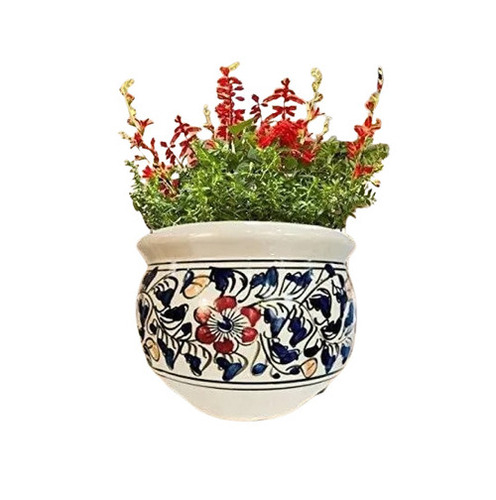 Ceramic Flowers Vase - Multi Colored Printed Design | Portable Easy to Install Water & Crack Resistant Antique Effect Easy to Clean