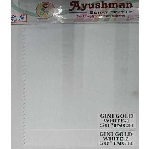 Gini Gold White Plain Cotton Shirting Fabric - Attributes: Light In Weight