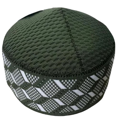 Green Round Muslim Cap - Age Group: Adult