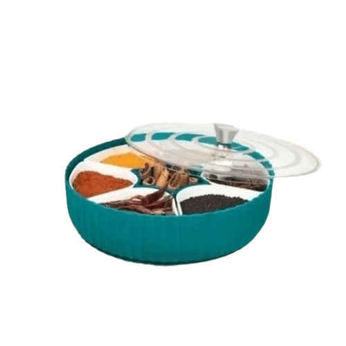 Plastic Masala Box - Lightweight, Moisture Resistant | Standard Round Shape, Green Color, Ideal for Spice Storing