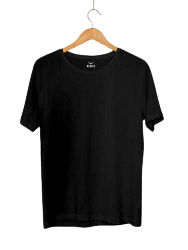 Round Neck T Shirt - 100% Cotton, Customized Size, Plain Black | Light Weight, Breathable, Short Sleeve for Adults