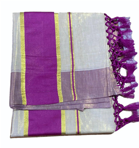 Kerala Cotton Tissue Saree - Cotton Material Plain Pattern Various Colors | Totally Hygienic Excellent Finish No Color Fade All-Season Wear