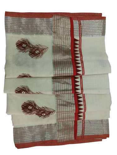 Ladies Kerala Cotton Saree - Color: White