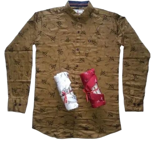 Mens Casual Cotton Shirt - Premium Quality, Classic Fit, Full Sleeves, Brown | Anti UV, Breathable, Cool Pass, No Fade, Water Proof, Cool Dry