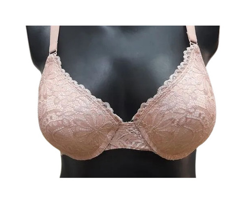 Padded Bra - Cotton Fabric Standard Size Peach Color | Underwired Plunge Neckline Hand Washable Breathable Skin-Friendly