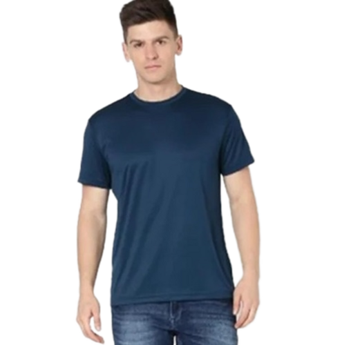 Crew Neck T-Shirt - Polyester Fabric, All Sizes Available | Half Sleeves, Plain Design in Black, White, Green, Yellow